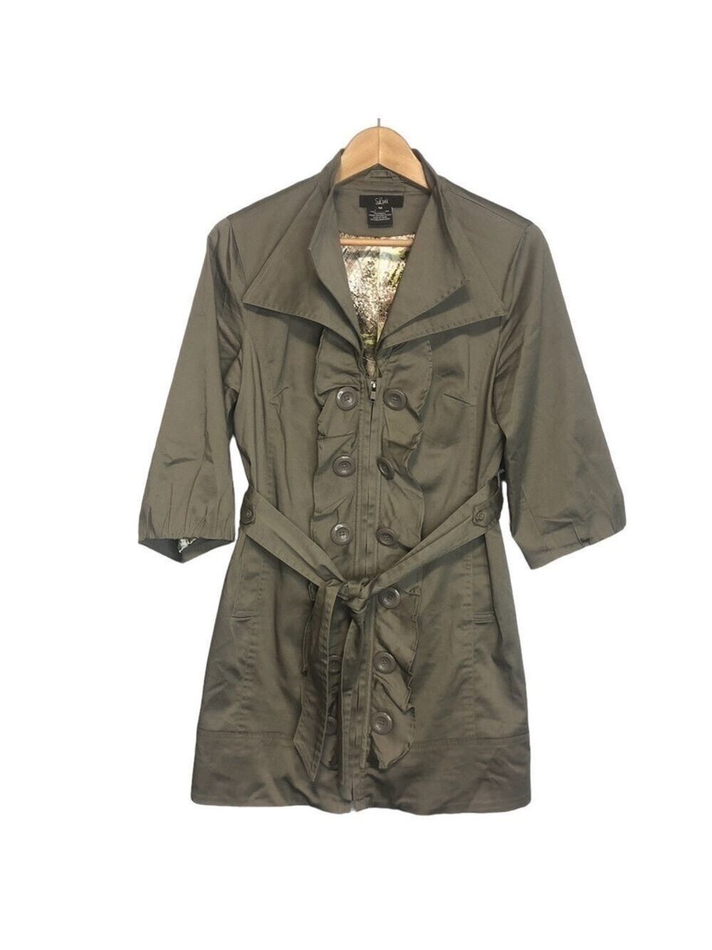 Luii Belted Single Breasted Mid Length Trench Coat, size M